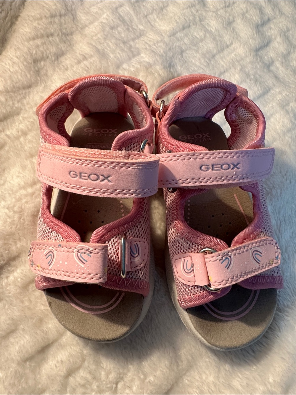Geox Pink Girls' Open-Toe Sandals with Adjustable Straps- size 5